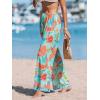 CUPSHE Women’s Cover up Boho Floral Print Drawstring Wide Leg Pants High Waist Wrap Cover-Up Pant(Blue-pink)