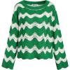 CUPSHE Women’s Crochet Cover Up Long Sleeve Striped Beach Cover Up Top Summer Casual Knit Tops for Swimwear(Top Only)(Green Stripes)