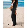 CUPSHE Women’s Crochet Cover Up Set Button Down Hollow Out Top Long Net Pant 2 Piece Beachwear(Black)
