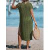 CUPSHE Women’s Crochet Swim Suit Coverup Cap Sleeve Knit Loose Beach Cover Ups Side Split Midi Dress(Green)