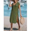 CUPSHE Women’s Crochet Swim Suit Coverup Cap Sleeve Knit Loose Beach Cover Ups Side Split Midi Dress(Green)