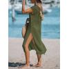 CUPSHE Women’s Crochet Swim Suit Coverup Cap Sleeve Knit Loose Beach Cover Ups Side Split Midi Dress(Green)