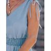 CUPSHE Women’s Denim Dress Sleeveless Casual Mini Summer Jean Dresses V Neck Smocked Waist Flowy Sundress(Blue)
