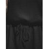 CUPSHE Women’s Drawstring Waist Mini Dress Short Sleeves Round Neck(Black)