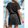 CUPSHE Women’s Drawstring Waist Mini Dress Short Sleeves Round Neck(Black)