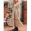 CUPSHE Womens Fall Dresses 2025 Square Neck Smocked Long Sleeve Ruffled Lace Long Formal A Line Maxi Wedding Guest Dress(Beige)