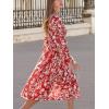 CUPSHE Womens Fall Dresses 2025 Square Neck Smocked Long Sleeve Ruffled Lace Long Formal A Line Maxi Wedding Guest Dress(Red Floral)