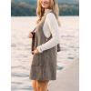 CUPSHE Women’s Fall Dresses Houndstooth Pinafore Dress Side Buttons Crewneck Plaid Overall Mini Dress with Pockets(Brown)