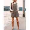CUPSHE Women’s Fall Dresses Houndstooth Pinafore Dress Side Buttons Crewneck Plaid Overall Mini Dress with Pockets(Brown)