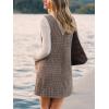 CUPSHE Women’s Fall Dresses Houndstooth Pinafore Dress Side Buttons Crewneck Plaid Overall Mini Dress with Pockets(Brown)