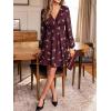 CUPSHE Women’s Fall Dresses Long Sleeve Floral High Waist A Line Casual Work Office Flowy Short Date Spring Dress(Burgundy Floral)