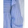 CUPSHE Women’s Fall Dresses Long Sleeves Square Neck Striped Casual Outfits Smocked A Line Ruffled Flowy Midi Formal Dress(Blue Ruffled)