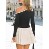 CUPSHE Women’s Fall Dresses One Shoulder Contrasting Knit Ruffle Long Sleeve A Line Mini Dress(Black)
