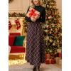 CUPSHE Women’s Fall Dresses Plaid Long Sleeves Round Neck Casual Outfits A Line Maxi Dress(Black)