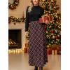 CUPSHE Women’s Fall Dresses Plaid Long Sleeves Round Neck Casual Outfits A Line Maxi Dress(Black)