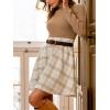 CUPSHE Women’s Fall Dresses Plaid Mock Neck Long Sleeves Casual Outfits A Line Mini Dress(Khaki)