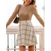 CUPSHE Women’s Fall Dresses Plaid Mock Neck Long Sleeves Casual Outfits A Line Mini Dress(Khaki)