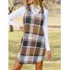 CUPSHE Women’s Fall Dresses V Neck Plaid Sleeveless Wide Straps Casual Button Pinafore Overall Mini Dress with Pockets(Khaki Plaid)