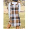 CUPSHE Women’s Fall Dresses V Neck Plaid Sleeveless Wide Straps Casual Button Pinafore Overall Mini Dress with Pockets(Khaki Plaid)