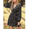 CUPSHE Women’s Fall Dresses Wild Abstract Plunging V Neck Long Sleeve Elastic Waist Casual Mini Dress(Black)