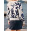 CUPSHE Women’s Fall Floral Cardigan Sweaters Long Sleeve Open Front Button Down Knit V Neck Sweater Coat Outwear(Blue)