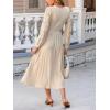 CUPSHE Women’s Fall Knit Sweater Dress Long Sleeve Flowy Midi Dress V Neck Wrap Lace Knitted Long Dress(Beige)