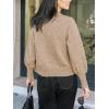 CUPSHE Women’s Fall Lightweight Cropped Cardigan V Neck Puff Long Sleeve Button Down Open Front Sweater(Khaki)