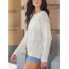 CUPSHE Women’s Fall Lightweight Oversized Crew Neck Pullover Crochet Hollow Out Long Sleeve Sweater Top(Beige)