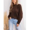 CUPSHE Women’s Fall Long Sleeve Mock Neck Ribbed Knit Chunky Casual Soft Pullover Sweater Tops(Brown)