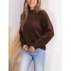 CUPSHE Women’s Fall Long Sleeve Mock Neck Ribbed Knit Chunky Casual Soft Pullover Sweater Tops(Brown)