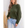 CUPSHE Women’s Fall Long Sleeve Mock Neck Ribbed Knit Chunky Casual Soft Pullover Sweater Tops(Green)