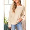CUPSHE Women’s Fall Pullover Top Bow Ribbed Knit Crew Neck Long Sleeve Contrast Trim Sweater(Beige)