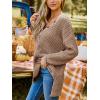 CUPSHE Women’s Fall Sweater Chunky Knit Half Button Front Long Sleeve V Neck Casual Oversized Pullover Top(Camel)