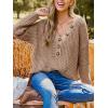CUPSHE Women’s Fall Sweater Chunky Knit Half Button Front Long Sleeve V Neck Casual Oversized Pullover Top(Camel)