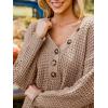 CUPSHE Women’s Fall Sweater Chunky Knit Half Button Front Long Sleeve V Neck Casual Oversized Pullover Top(Camel)