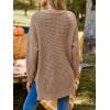 CUPSHE Women’s Fall Sweater Chunky Knit Half Button Front Long Sleeve V Neck Casual Oversized Pullover Top(Camel)