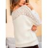 CUPSHE Women’s Fall Sweater Long Sleeve Knit Lace Top Soft Lightweight Pullover Sweaters(White)