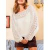 CUPSHE Women’s Fall Sweater Long Sleeve Knit Lace Top Soft Lightweight Pullover Sweaters(White)