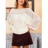 CUPSHE Women’s Fall Sweater Long Sleeve Knit Lace Top Soft Lightweight Pullover Sweaters(White)