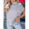 CUPSHE Women’s Fall Sweaters Turtleneck Oversized Cap Sleeve Knitted Casual Fit Pullover Tops Grey, M