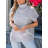 CUPSHE Women’s Fall Sweaters Turtleneck Oversized Cap Sleeve Knitted Casual Fit Pullover Tops Grey, M