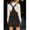 CUPSHE Women’s Floral Overall Mini Dress Sleeveless Square Neck Fall Casual Panifore Dress(Floral Black)