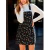 CUPSHE Women’s Floral Overall Mini Dress Sleeveless Square Neck Fall Casual Panifore Dress(Floral Black)