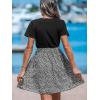 CUPSHE Women’s Floral Paisley Mini Beach Dress Crew Neck Short Sleeve Belted Tie A Line Stripe Mini Summer Dresses(Black Floral)