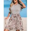 CUPSHE Women’s Floral Paisley Mini Beach Dress Crew Neck Short Sleeve Belted Tie A Line Stripe Mini Summer Dresses(Brown Paisley)