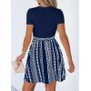 CUPSHE Women’s Floral Paisley Mini Beach Dress Crew Neck Short Sleeve Belted Tie A Line Stripe Mini Summer Dresses(Navy Blue Striped)
