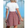 CUPSHE Women’s Floral Paisley Mini Beach Dress Crew Neck Short Sleeve Belted Tie A Line Stripe Mini Summer Dresses(Red Floral)