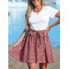 CUPSHE Women’s Floral Paisley Mini Beach Dress Crew Neck Short Sleeve Belted Tie A Line Stripe Mini Summer Dresses(Red Floral)