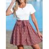 CUPSHE Women’s Floral Paisley Mini Beach Dress Crew Neck Short Sleeve Belted Tie A Line Stripe Mini Summer Dresses(Red Floral)