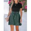 CUPSHE Women’s Floral Paisley Mini Beach Dress Crew Neck Short Sleeve Belted Tie A Line Stripe Mini Summer Dresses(Sage Green)